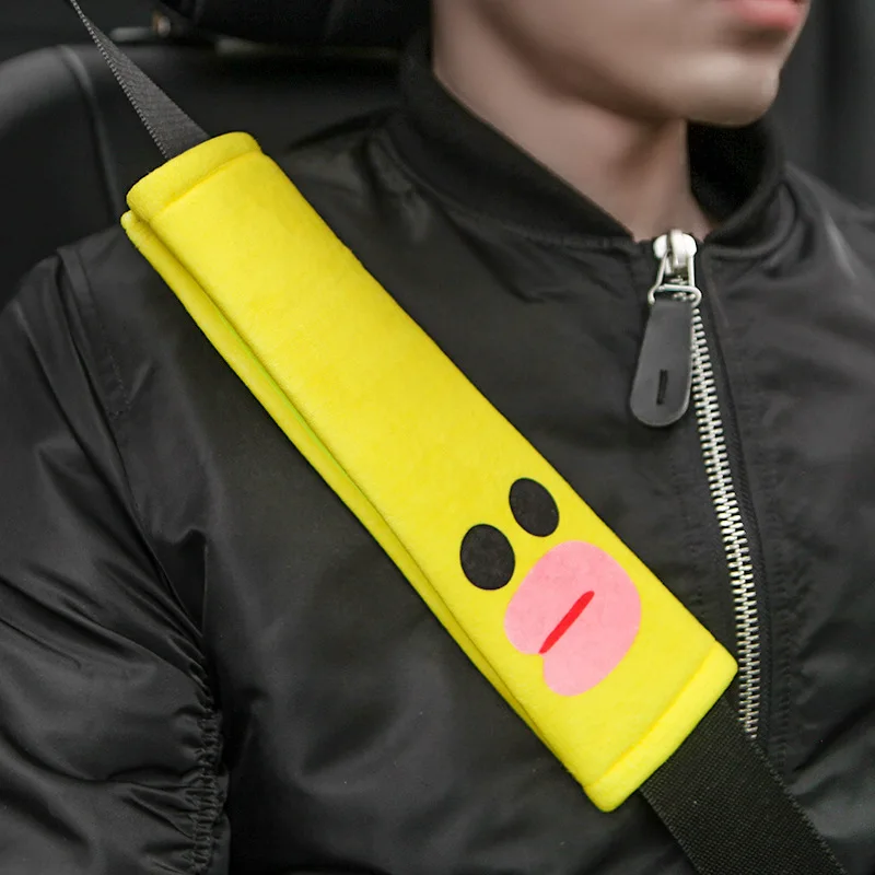 

1 Pair Car Seat Belt Cover Shoulder Pad Plush Cartoon Brown Bear Yellow Duck Car Safety Belt Protector Car Interior Decor