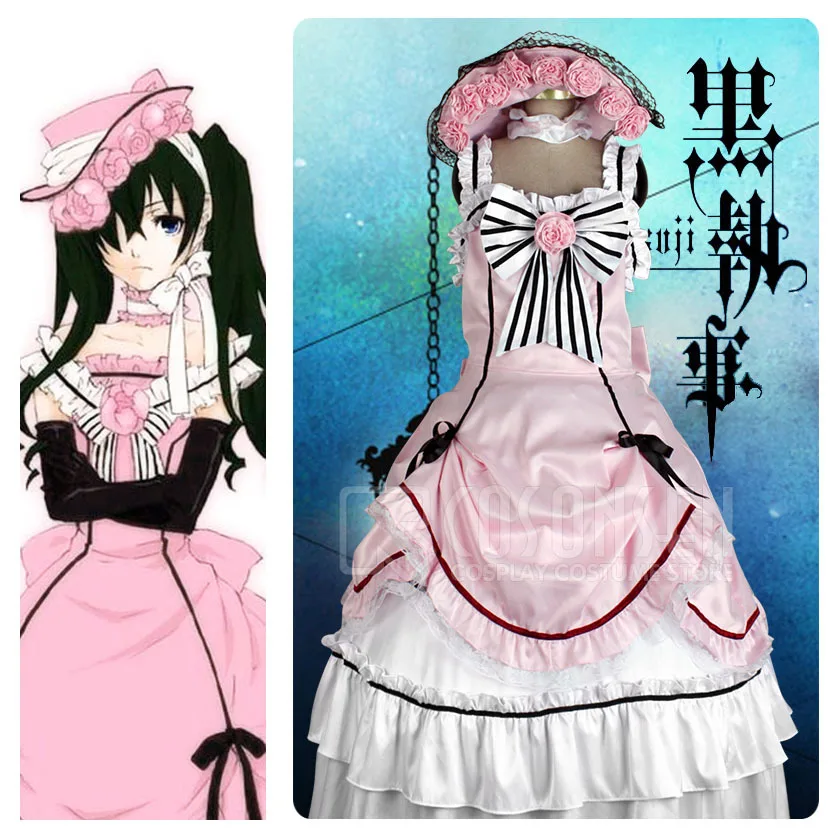 

COSPLAYONSEN Kuroshitsuji Black Butler Ciel Phantomhive Cosplay Costume Pink Dress