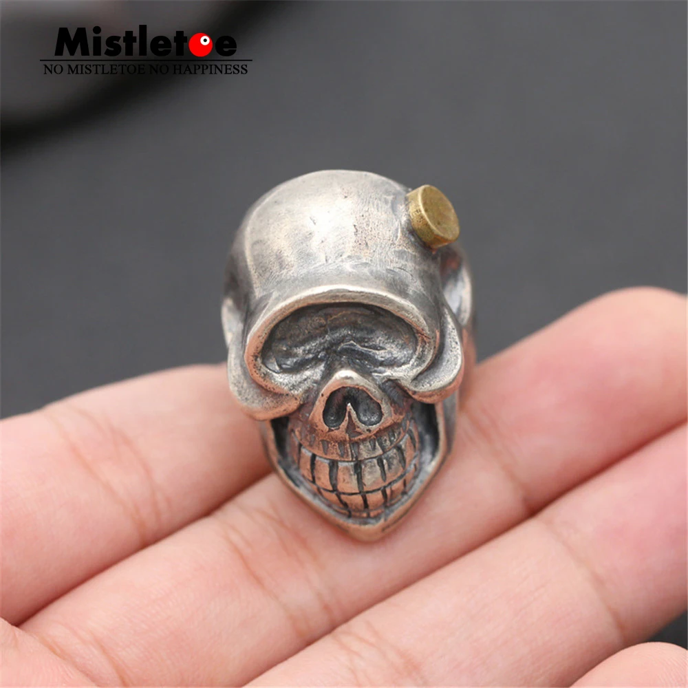 

Genuine 100% 925 Sterling Silver Vintage Retro Punk Lucky Skull Ring For Women Men Fashion Jewelry