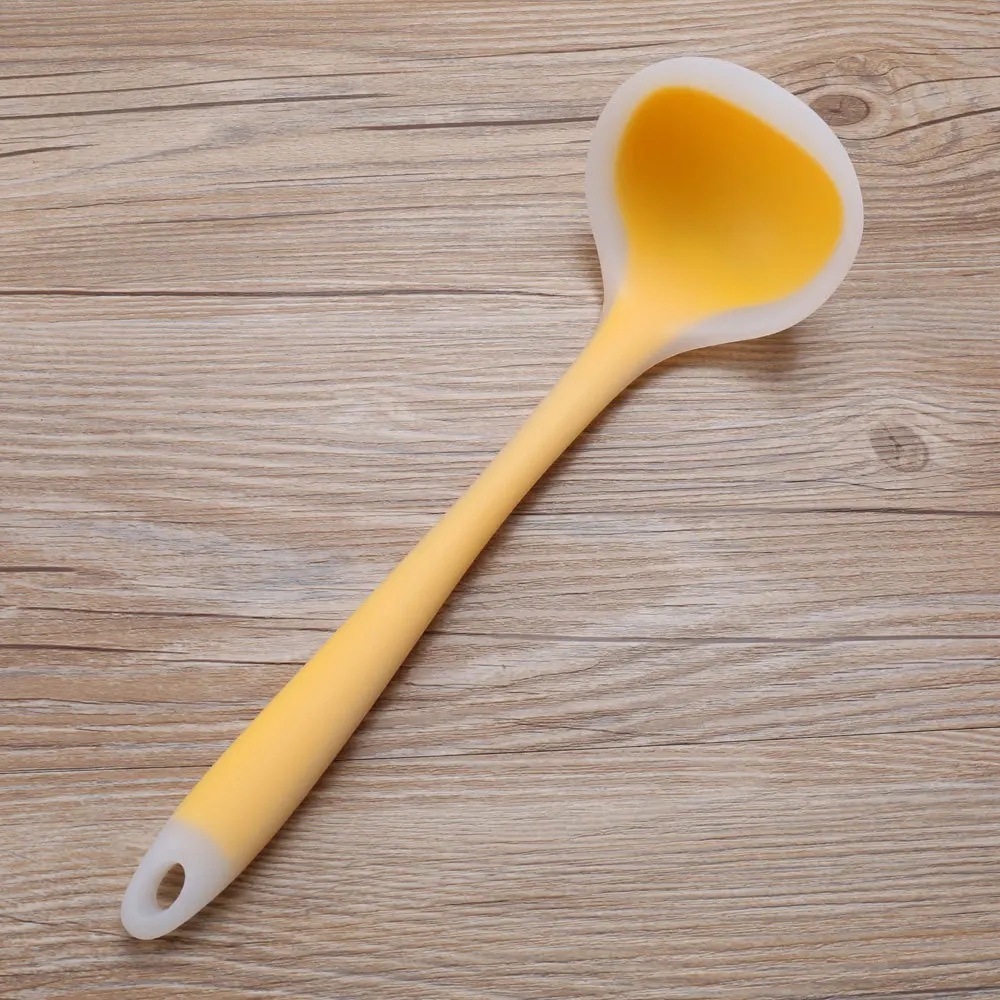 1PC Creative Candy color Soup Spoon Long Handle Silicone Porridge Spoons Dinnerware Cooking Tools Kitchen Accessories LB 339