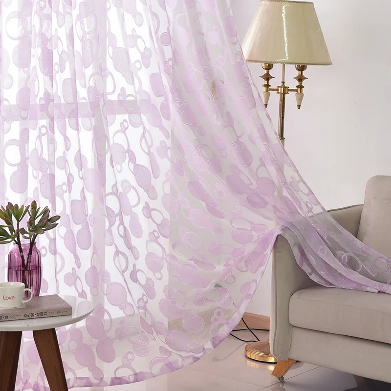 Современные Простые круглые жаккардовые шторы для гостиной на заказ готовые фиолетовые французские окна украшение для штор WP265C
