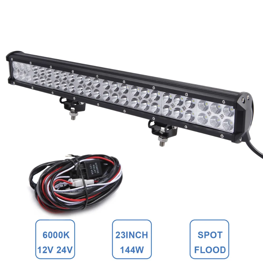 

23'' 144W Offroad LED Work Light Bar 4WD 4x4 Truck SUV ATV AUTO Tractor Pickup AWD Driving Headlight 12V 24V Car Boat Wagon Lamp