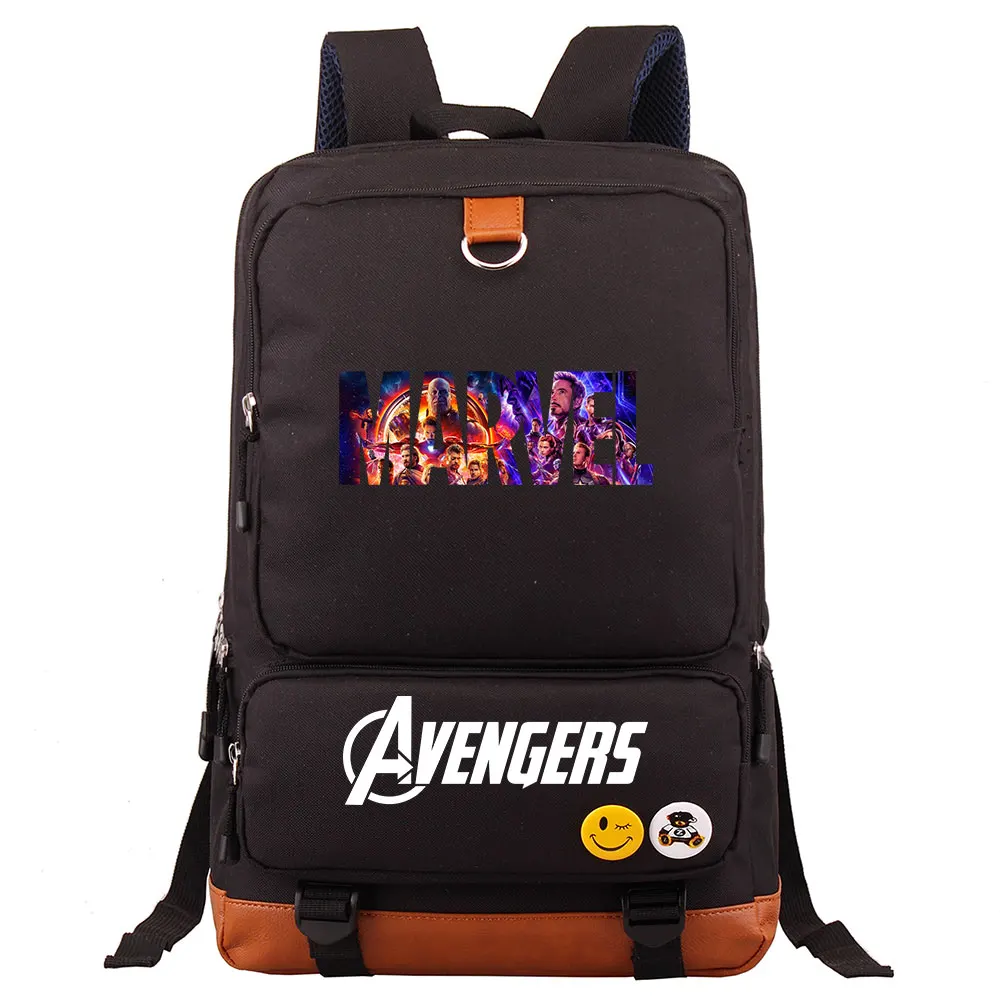 Супергерой танос Мстители эндгейм мальчик девочка школьная сумка женский рюкзак подростковый лоскутный холст мужской студенческий рюкзак для ноутбука - Цвет: 25