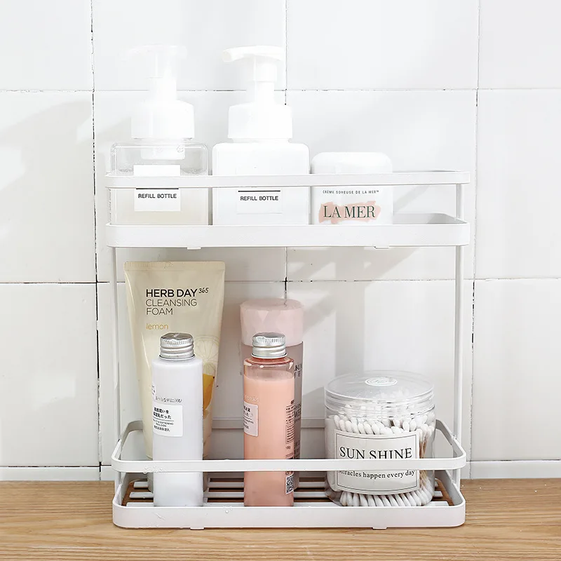  Iron Art Makeup Organizer Two-Layers Box Cosmetic Organizer Makeup Box Makeup Storage rack Bathroom