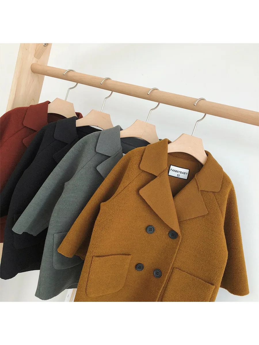 

Children's spring and autumn coat jacket boy's woolen coat in the long paragraph worsted coat children's fashion clothing