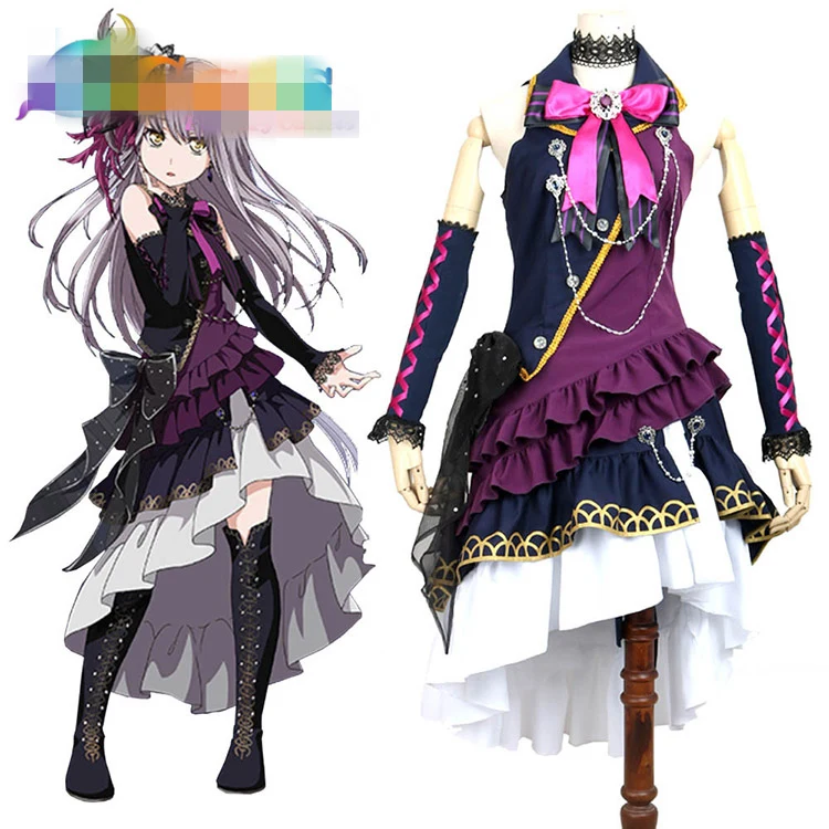 

Anime Cosplay Costume BanG Dream 1st live BLACK SHOUT Minato Yukina Dress Z