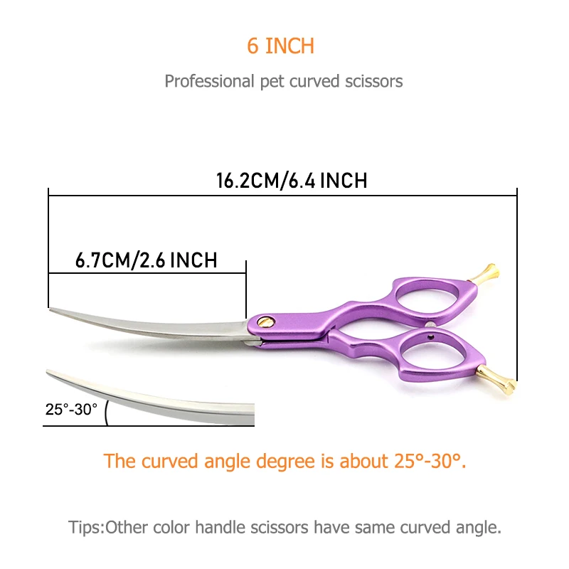 Ножницы для ухода за собаками изогнутые 6 дюймов светильник ножницы для кошачьей шерсти изогнутые зеленые фиолетовые красные ручки супер Япония 440C Lyrebird Новинка
