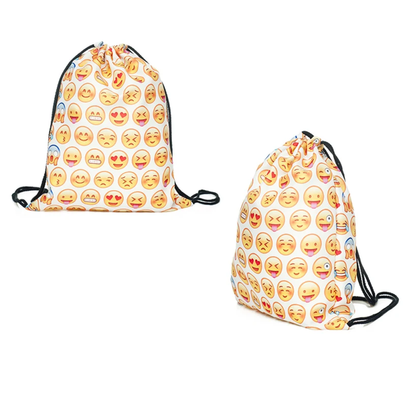 Miwind женщины сумку мода emoji симпатичные 3d pattern путешествия рюкзак softback harajuku drawstring
