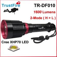 2016 TrustFire TR-DF010 Cree XHP70 Желтый свет 3000K / белый 6500K 1600 люменов Дайвинг светодиодный