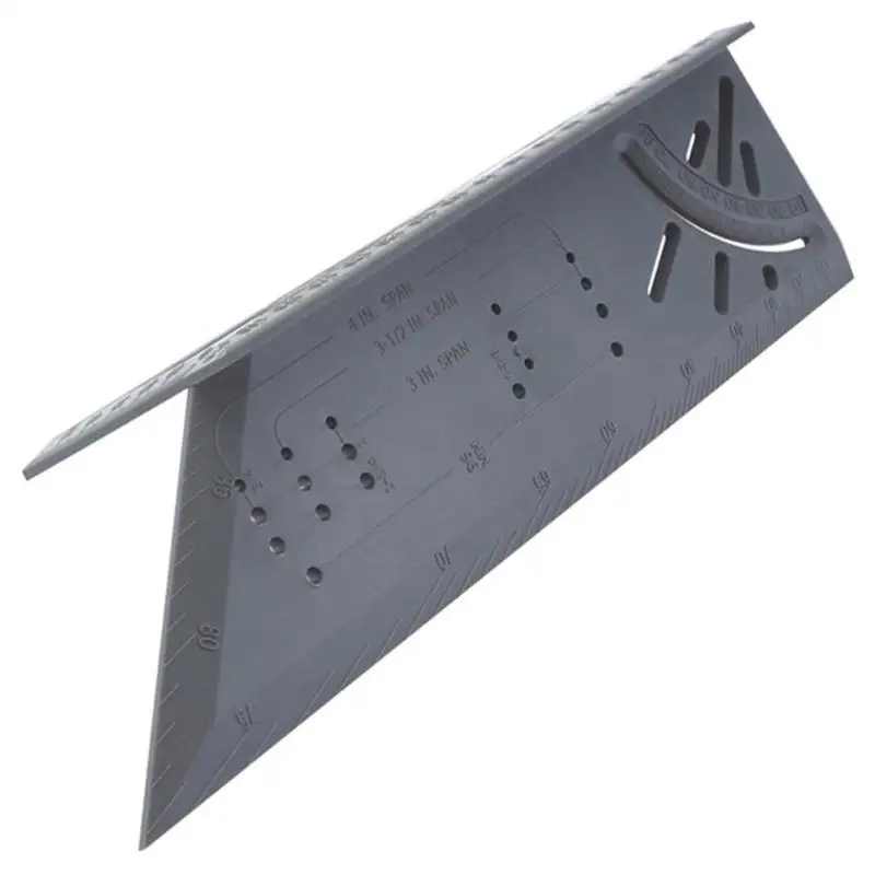 Пластиковая деревообрабатывающая линейка отличная ABS квадратная раскладка Miter 45+ 90 градусов метрический Калибр инструменты 3D Многофункциональный правый угол - Цвет: Серый