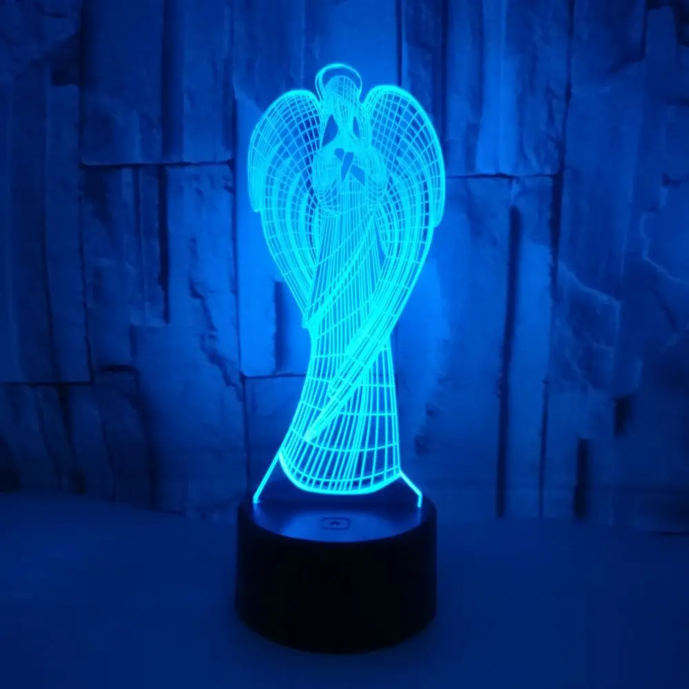 

New Angel 3d Small Night Light Remote Touch Colorful Gifts 3d Small Kids Lamp Luminaria De Mesa 3d Light Fixtures