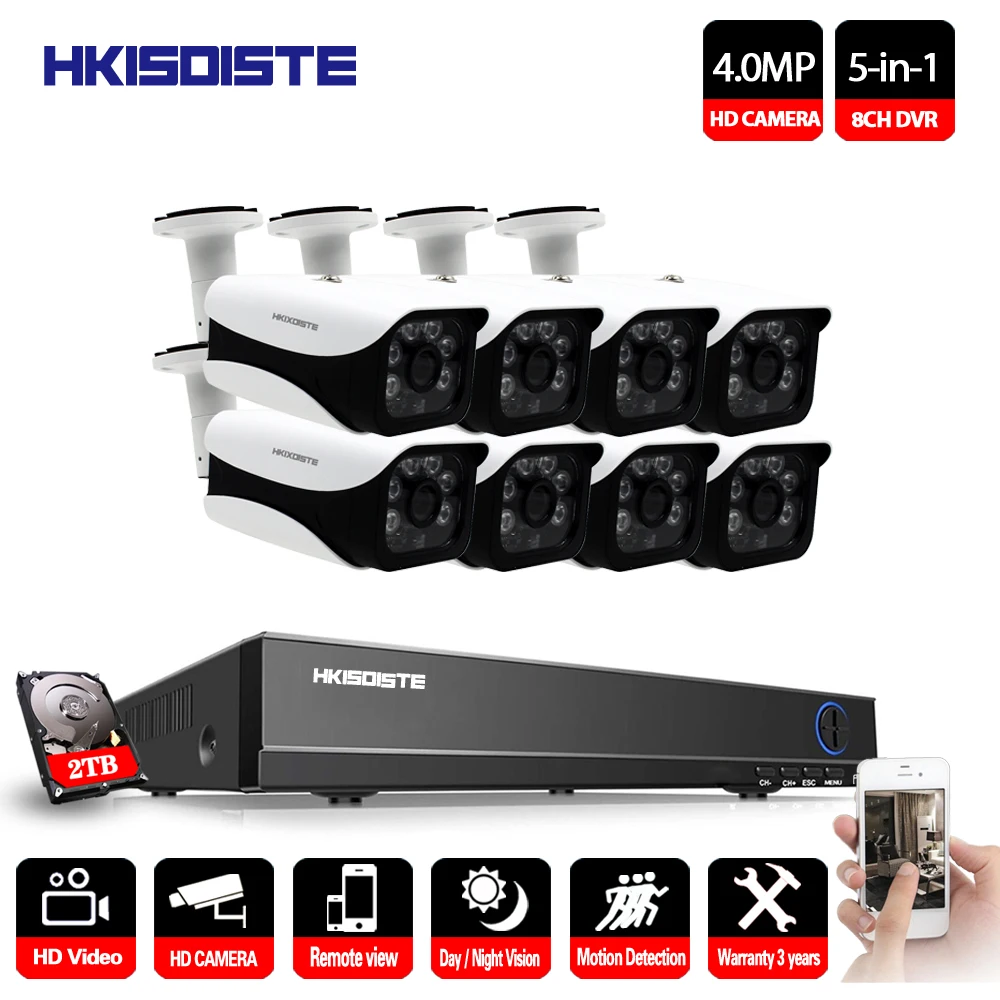 8CH HD AHD 4MP Home Outdoor Security Camera System Kit Video Surveillance Bullet CCTV Camera P2P Camera Syst 8CH HD AHD 4MP Home Outdoor Security Camera System Kit Video Surveillance Bullet CCTV Camera P2P Camera Syst