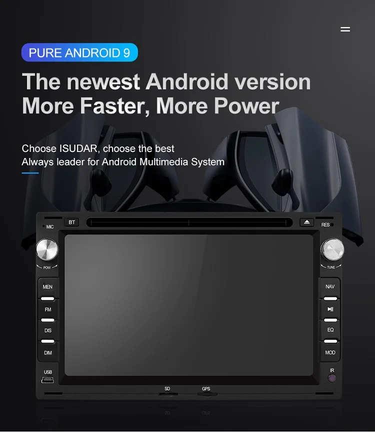 Cheap Isudar Car Multimedia Player Android 9 2 Din Stereo System For VW/Volkswagen/Passat/Golf/Skoda Octa Core 4GB RAM Wifi USB DVD 4