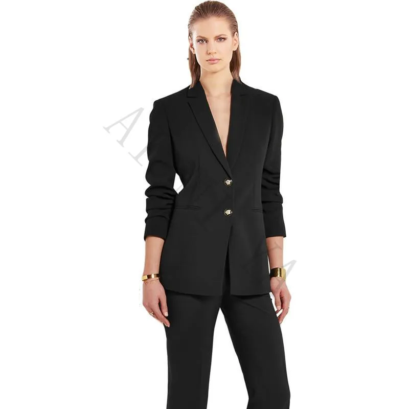Traje negro para mujer, traje negro ajustado, uniforme de oficina para  mujer, ropa Formal de trabajo, Pantalón ajustado, traje de 2 piezas  personalizado|Trajes de pantalón| - AliExpress