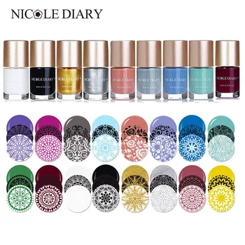 

2 Bottles NICOLE DIARY Stamping Polish Set Spring Series Nail Stamp Varnish Nail Art Printing Polish Color 21 Colors