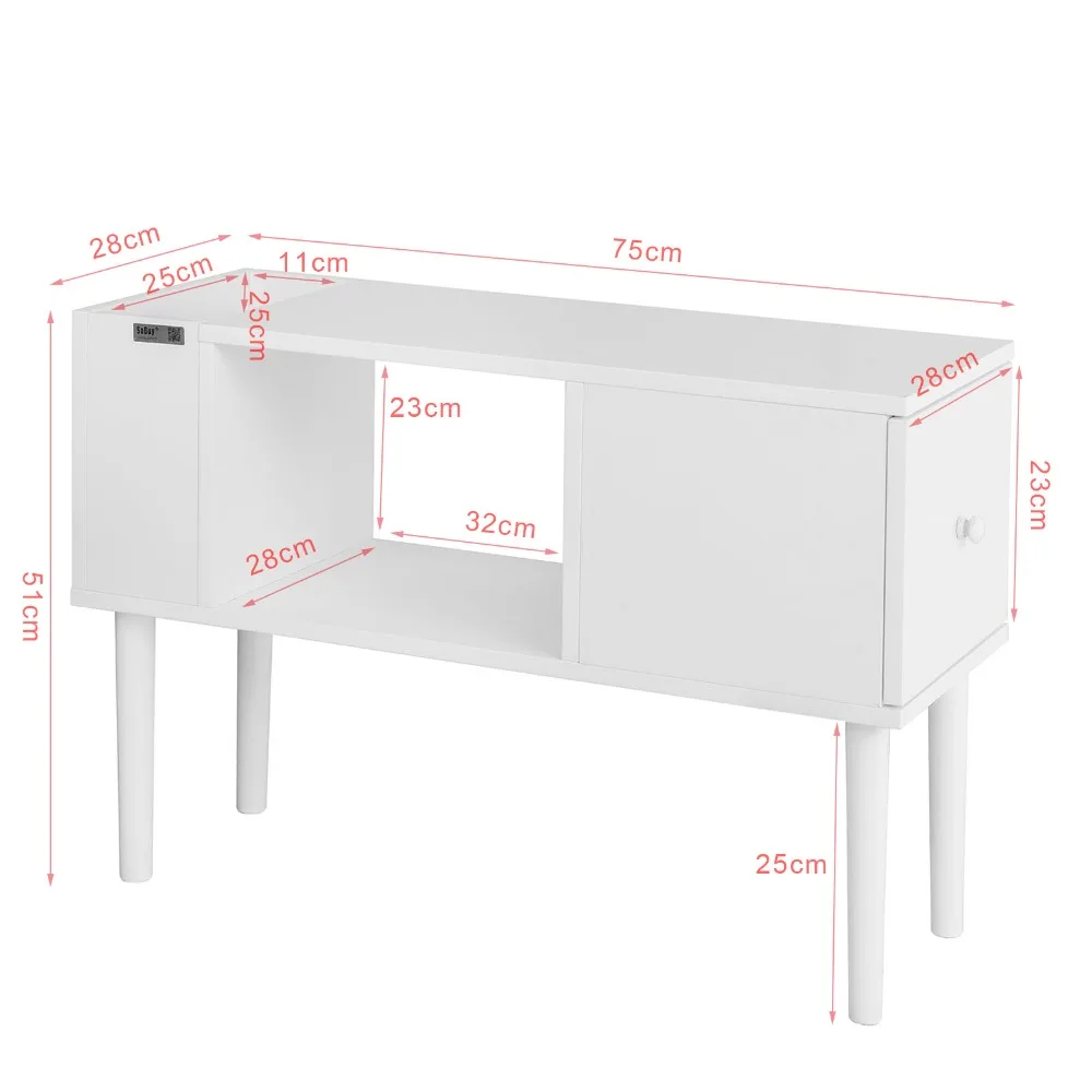SoBuy FBT60-W ، طاولة جانبية القهوة نهاية الجدول على خشب متين الساقين مع درج غرفة المعيشة الأثاث