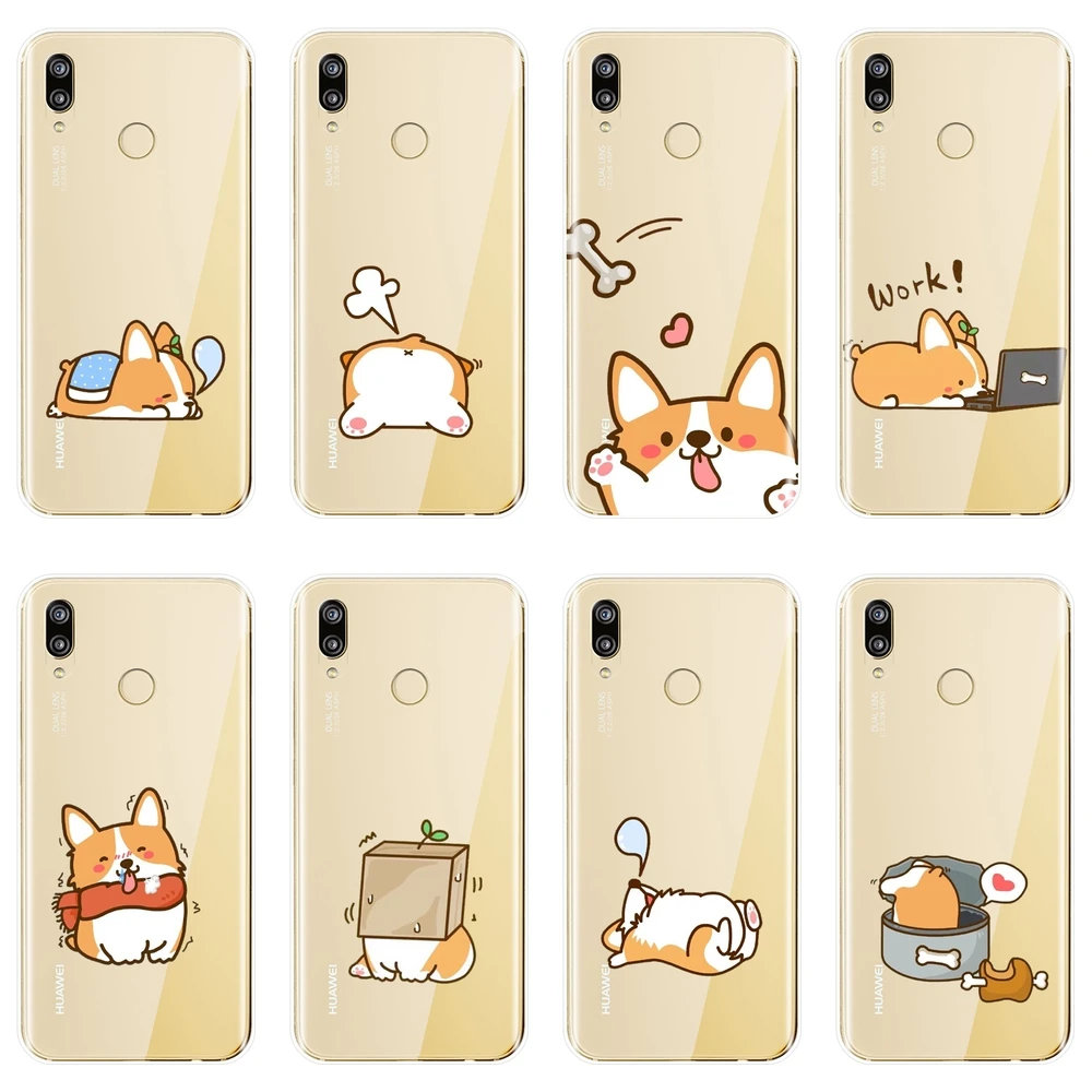 Мягкий силиконовый чехол Corgi с милой собакой для телефона Huawei P8 P10 P20 Lite 2017 P9 Mini TPU