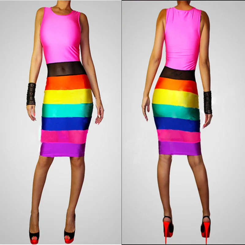multi color bandage dress