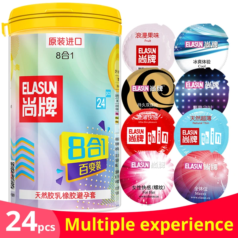 Elasun Originale 24 pz/stili di vita preservativi banca uomo 8 stili in un unico box sapori di frutta super ultra sottile prodotti del giocattolo del sesso per uomini Elasun Originale 24 pz/stili di vita preservativi banca uomo 8 stili in un unico box sapori di frutta super ultra sottile prodotti del giocattolo del sesso per uomini