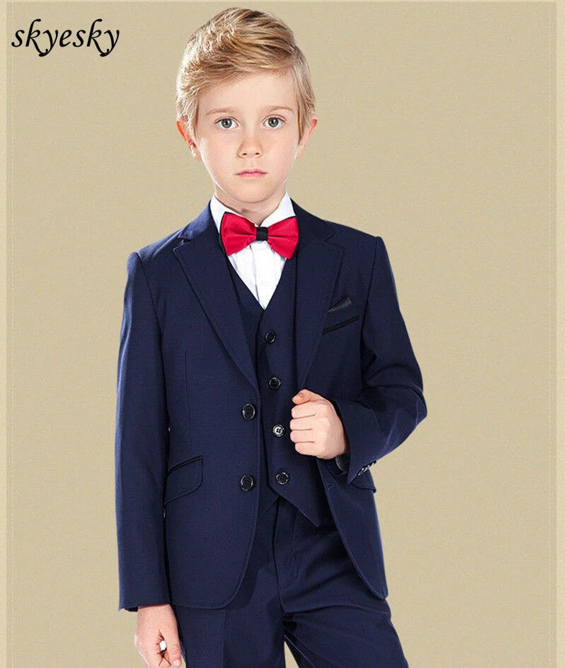 

Boys Wedding Groom Tuxedos Flower Children Boys Graduation Party Suits 3 Piece coat/jacket+pants+vest