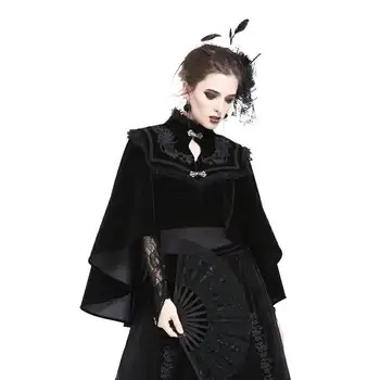 

Darkinlove Women Gothic Cape High Neck Velour Goth Cape Hooded Cape