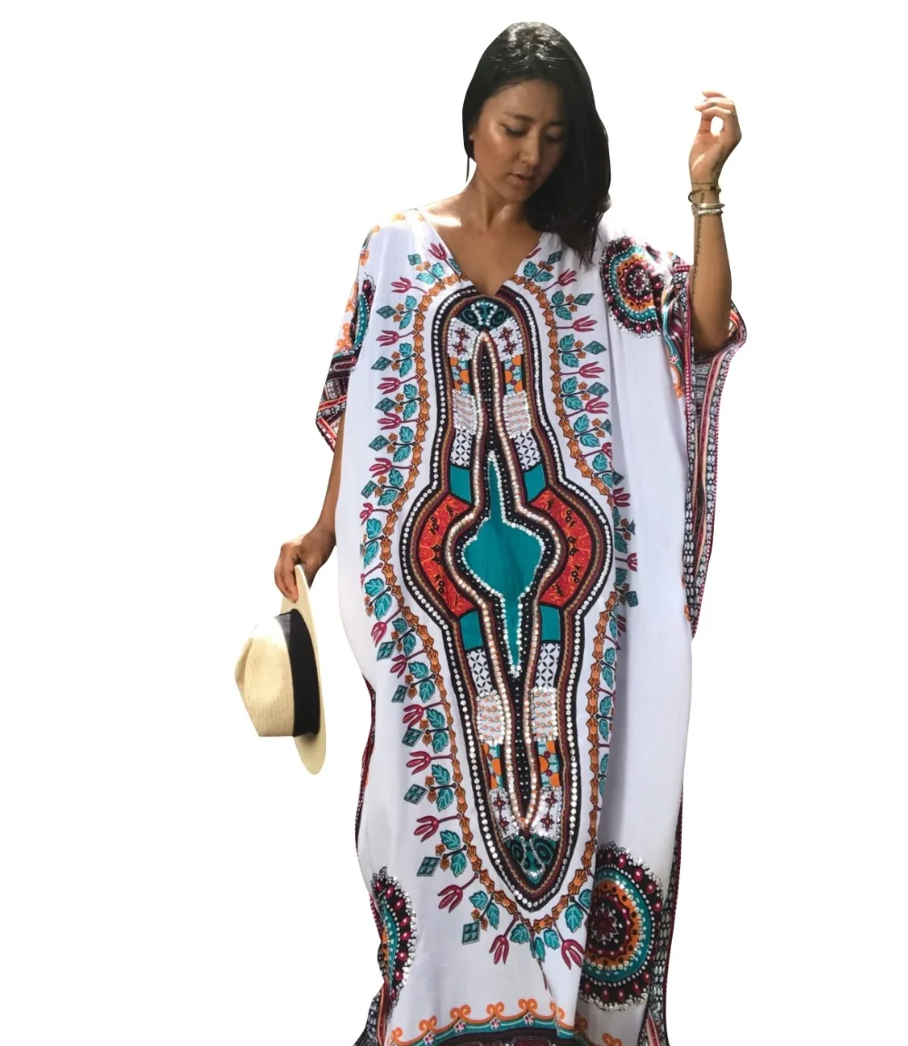 Beach Tunics Print Rayon Kaftan Beach Dress Swimwear Large Size Beachwear Cover ups Robe de Plage Saida de Praia Beach Tunics Print Rayon Kaftan Beach Dress Swimwear Large Size Beachwear Cover ups Robe de Plage Saida de Praia
