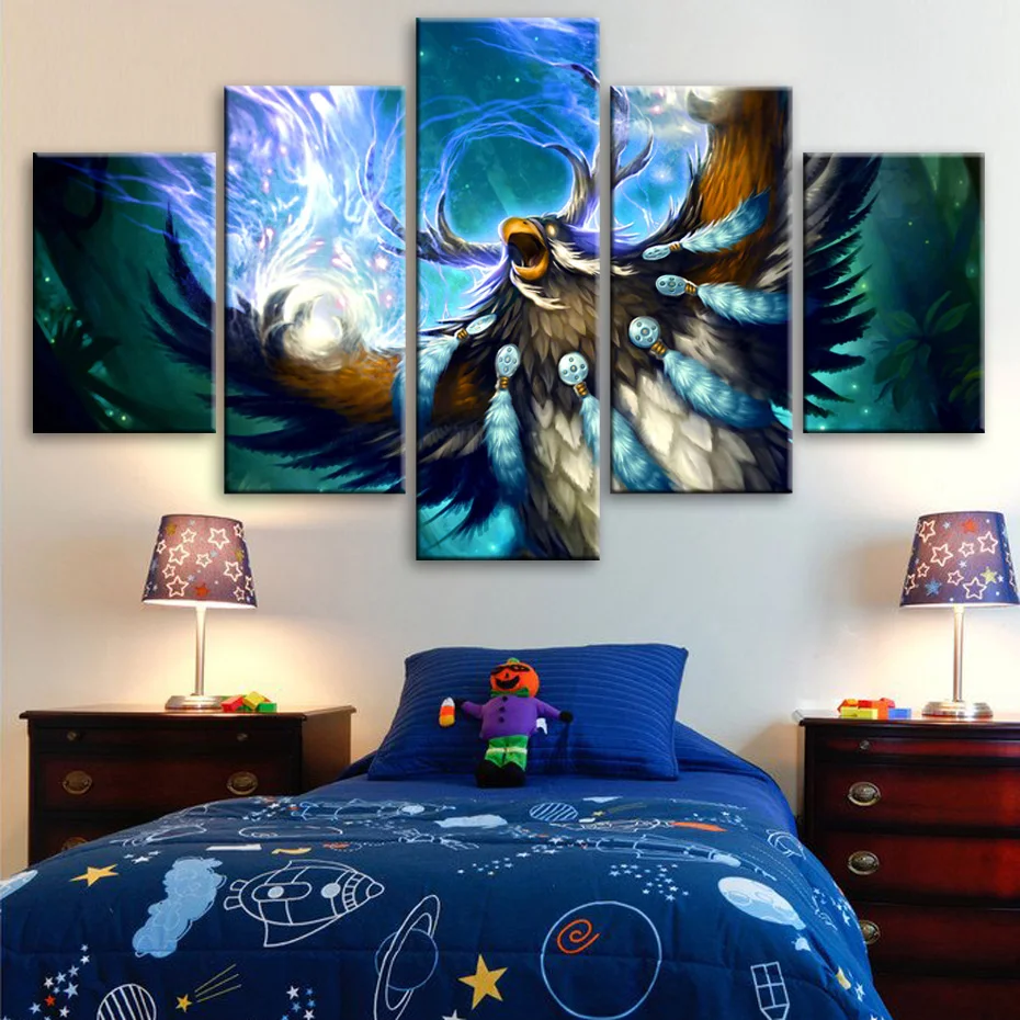 color Paintings World War Battle DOTA Modern Game Poster Wall Print color 5 Panel Home Decorations