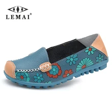 LEMAI 2017 Spring women flats shoes women genuine leather shoes woman cutout loafers slip on ballet flats boat shoes #3591