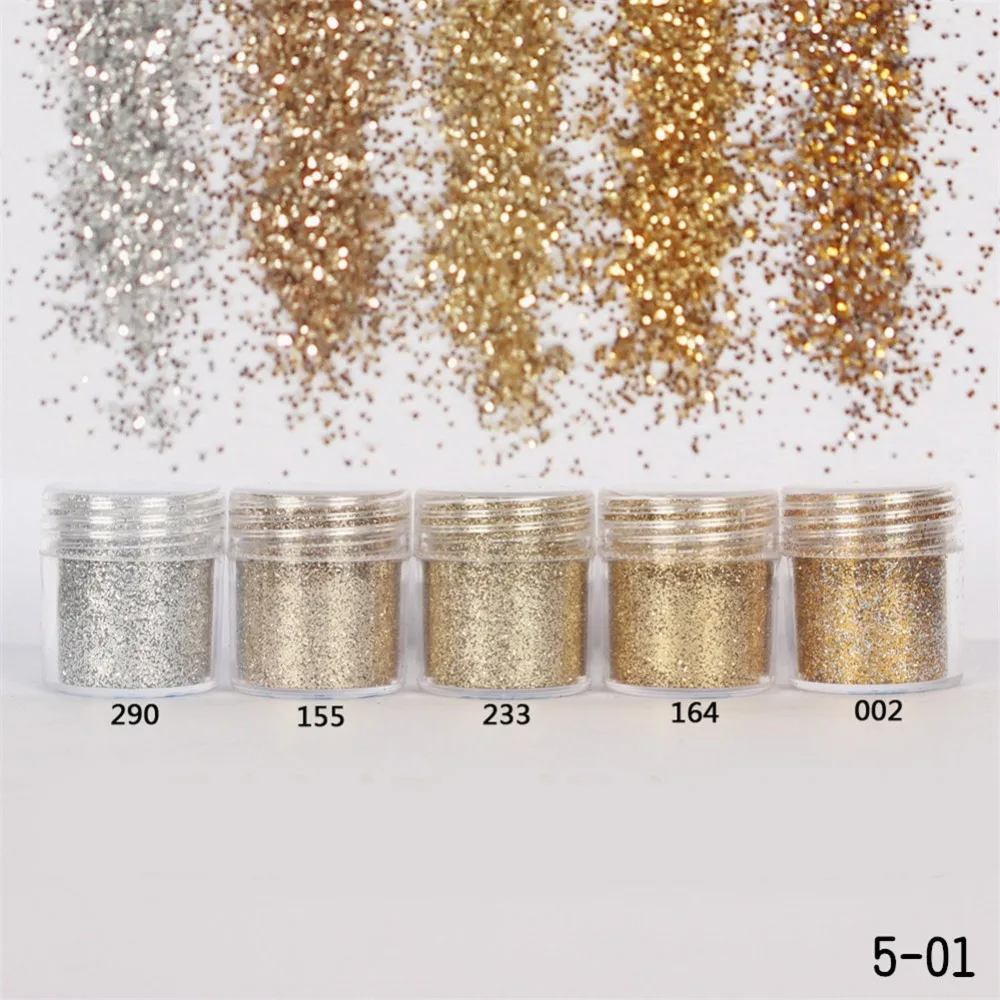 

10ml/Box Champagne Sliver Gold Nail Glitter Powder Sequins Mixed Nail Sparkles Shiny Glitter Dust Powder Nail Art Decorations