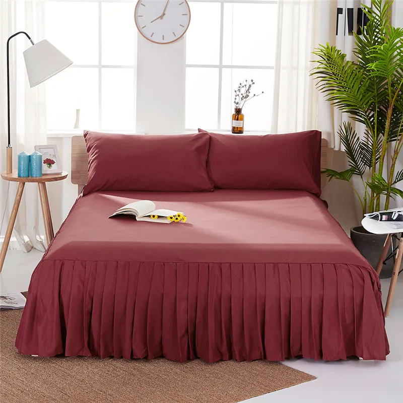 Европейская плиссированная Однотонная юбка для кровати, двойная королевская кровать, пылезащитный дышащий матрац, рубашки, постельное белье - Цвет: type9