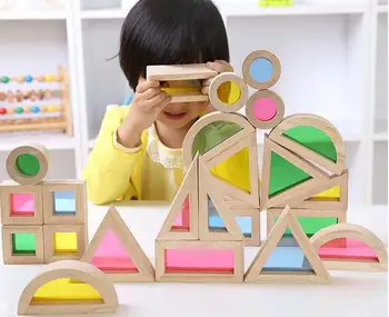 

Super Creative Acrylic Rainbow Educational Toy Tower Pile of Building Blocks for Children Diy Wooden Assemblage Building Block