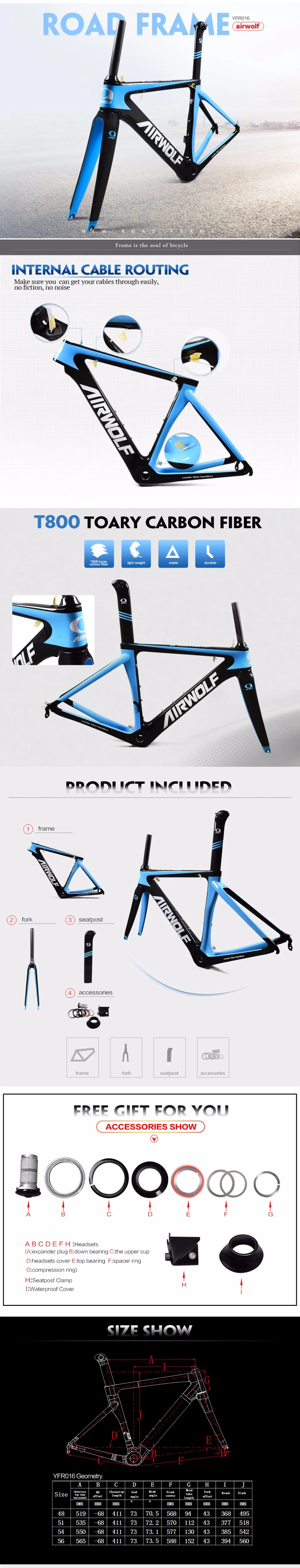 Clearance 2019 Carbon Road Bike Frame carbon bicycle frameset  include fork/seatpost/headset for Mechanical/DI2 both carbon bike frame 14