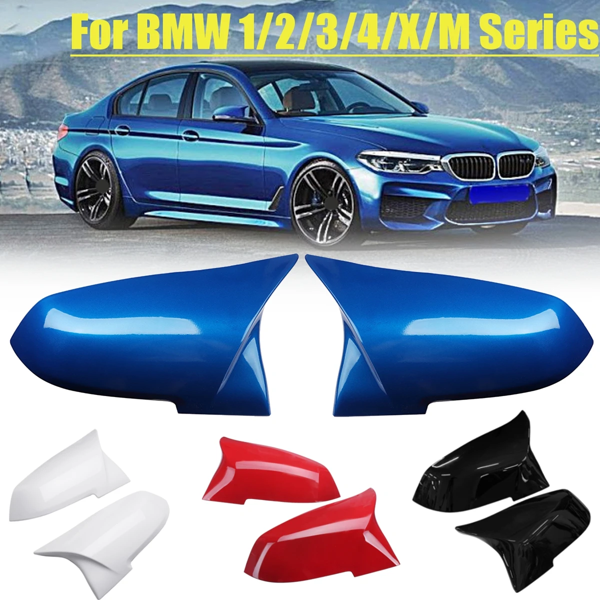 1 пара Глянец крышка зеркала заднего вида для BMW F20 F21 F22 F30 F32 F36 X1 F87 M3 2012 2013 черный, красный сине-белые