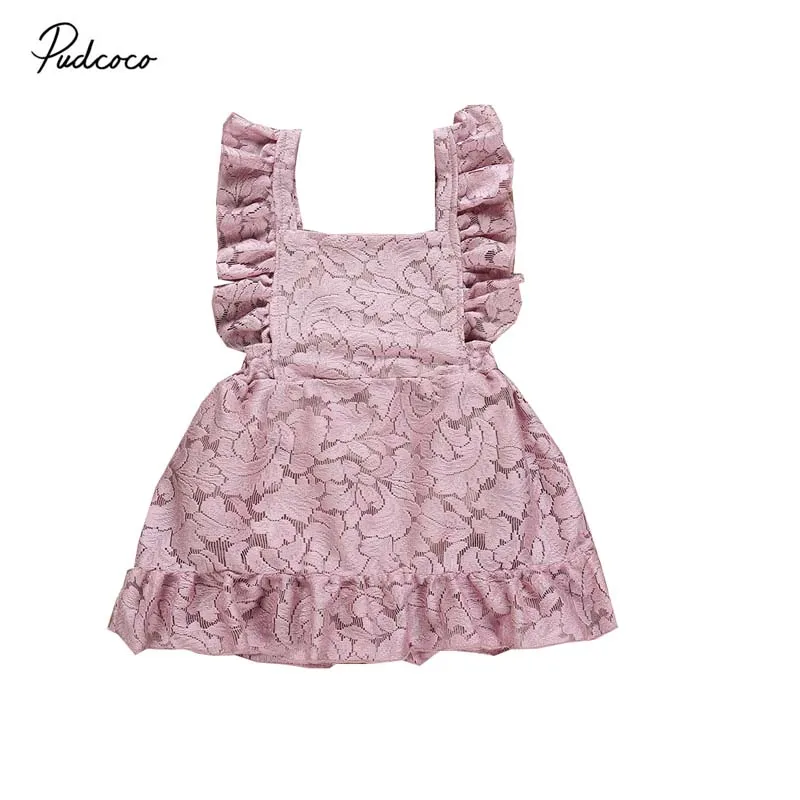 

2019 Brand Summer Infant Newborn Baby Girls Party Princess Dress Cute Flower Lace Fly Sleeve Backless Pregeant Girls Clothes
