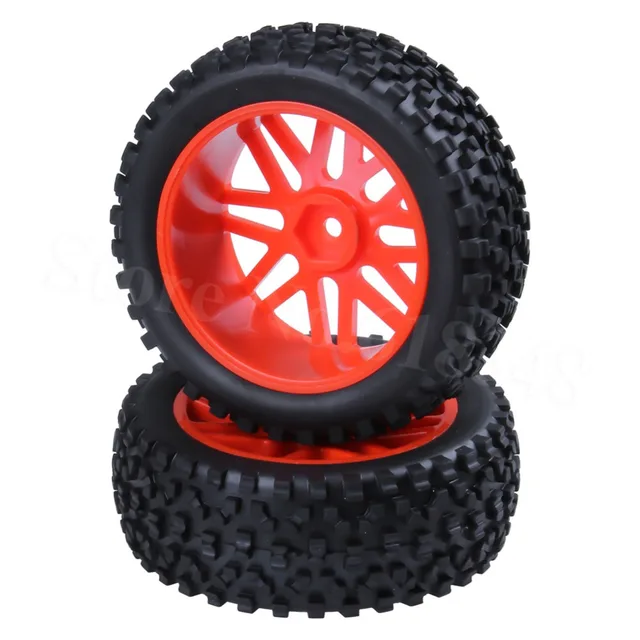Best Price 2Pcs RC 1/10 Buggy Front Tires & Wheel Rims 12mm Hex Mount For Redcat Shockwave Nitro Off Road