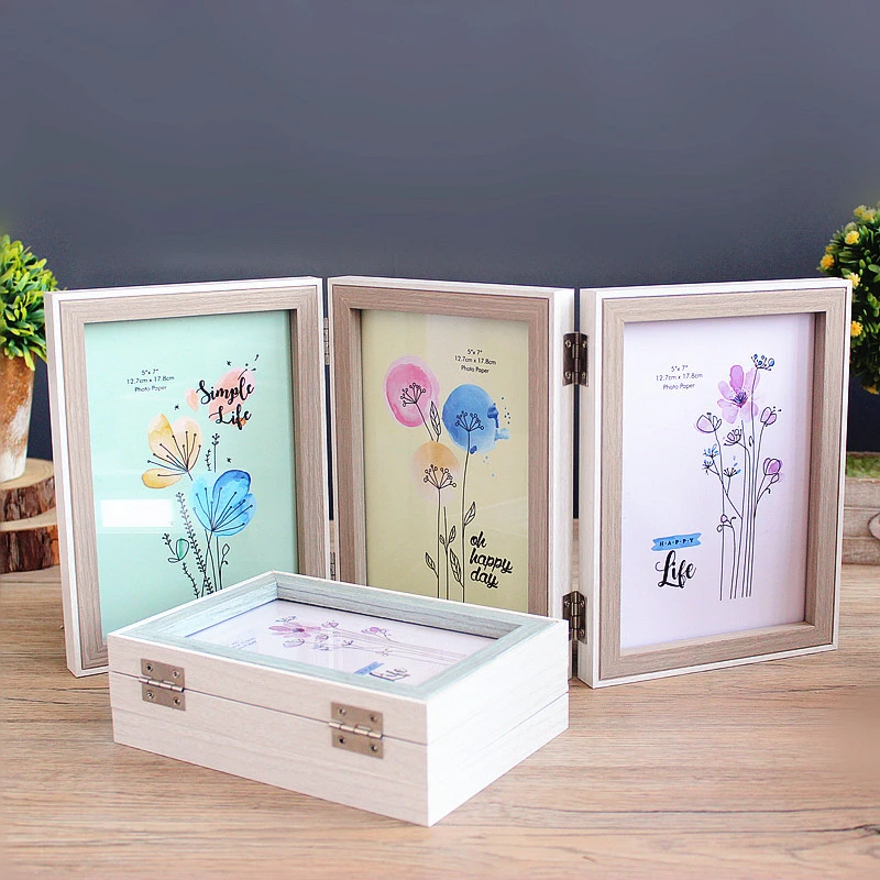 

Tri-fold Frames Modern Table Display Photo Frames Family Couples Picture Frames Set 6/7 Inch Double Three Folding porta retrato