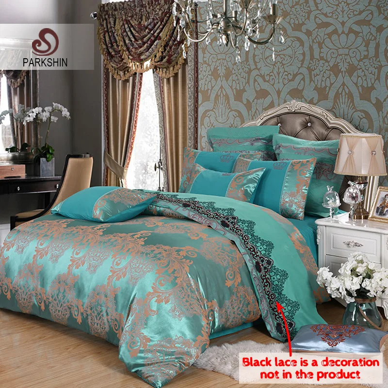 ParkShin مجاميع راحة الفراش ايوسل الحرير الفاخرة غطاء لحاف غطاء سرير حار بيع الملكة الملك مزدوجة الأزرق الجاكار بياضات سرير مجموعة ParkShin مجاميع راحة الفراش ايوسل الحرير الفاخرة غطاء لحاف غطاء سرير حار بيع الملكة الملك مزدوجة الأزرق الجاكار بياضات سرير مجموعة