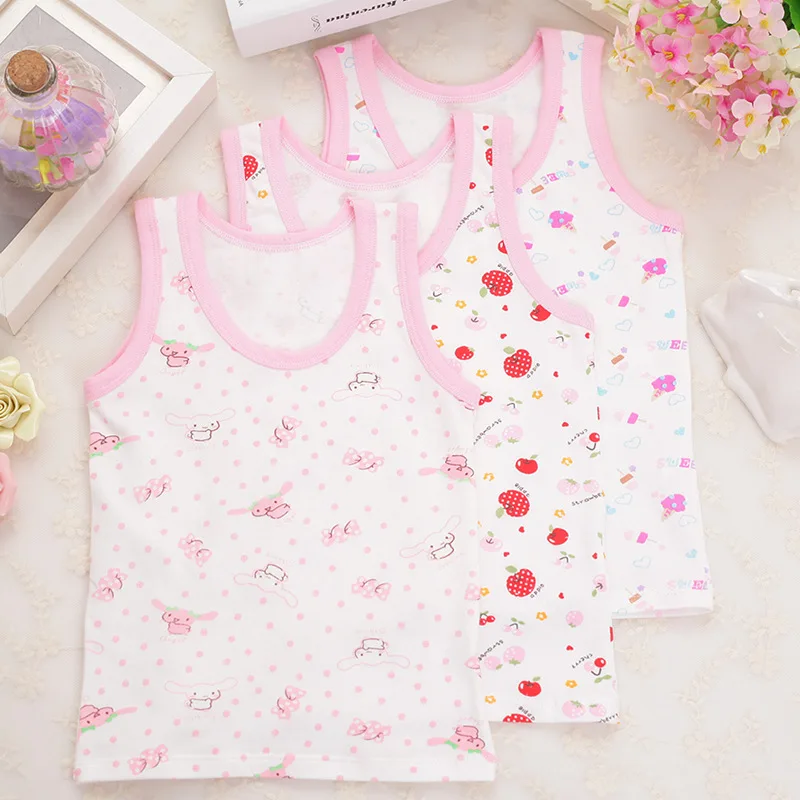3pcs/lot Quality Baby Vest Underwear Printed Combed Cotton Sleeveless