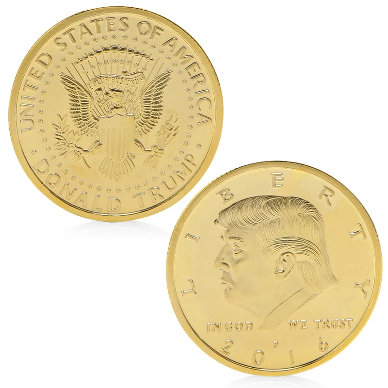 

President Donald Trump In God We Trust Gold Plated Commemorative Coin Token Gift