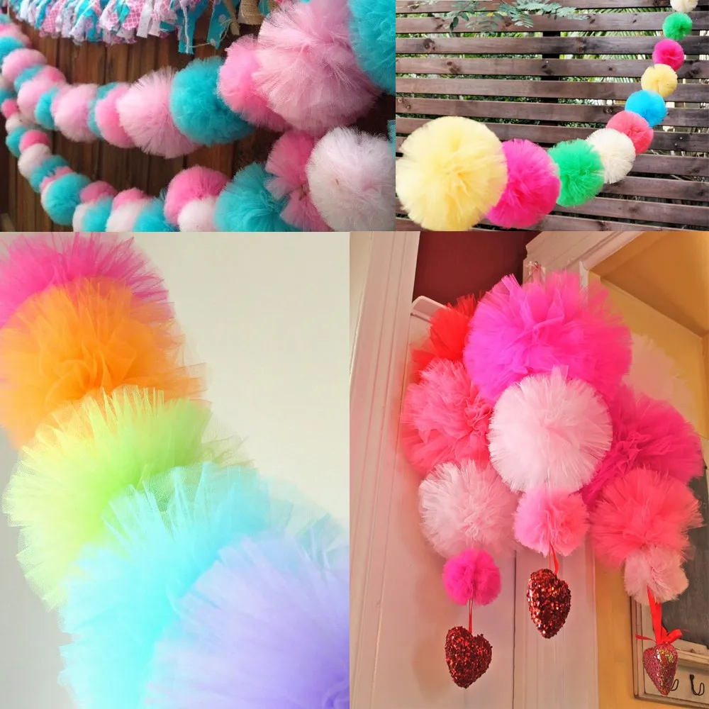 Diy 6 8 10 Tulle Pom Poms Balls For Wedding Party Bridal