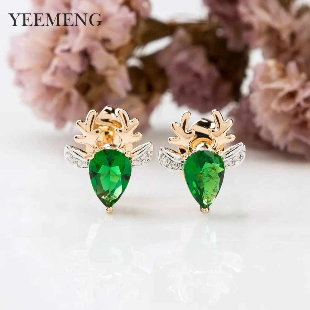 Серьги YEEMENG из розового золота 585 пробы с цирконом для женщин милые элегантные