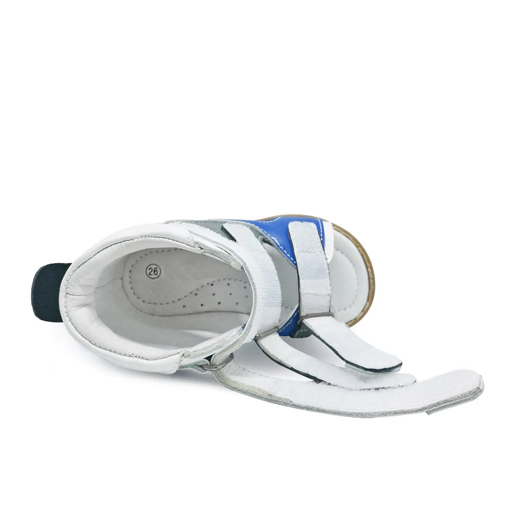 Toddler Boys Genuine Split Leather Orthopedic Mixed Blue and white Sandals Shoes Children Summer Orthopedic Shoes for Kids