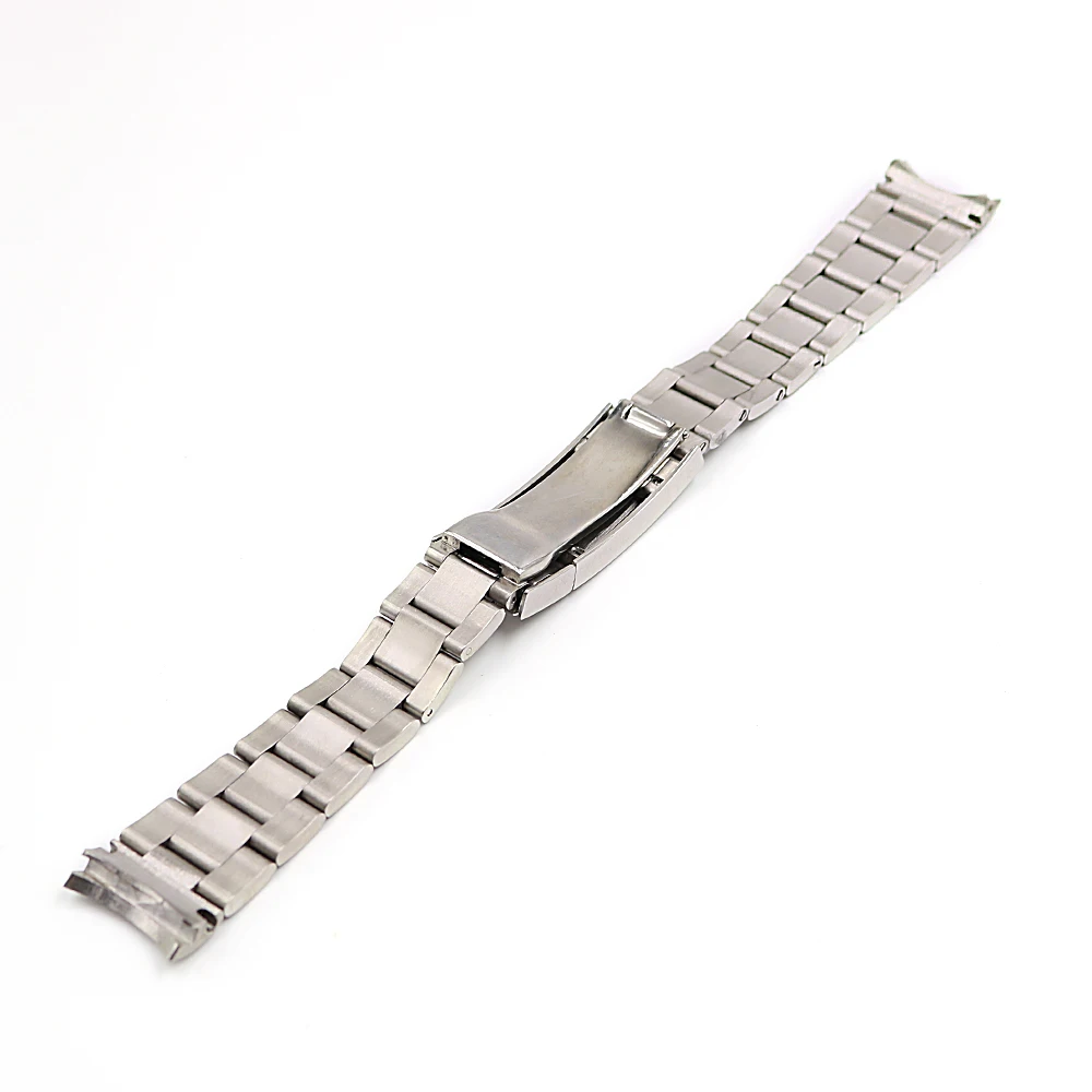 CARLYWET 20mm Silver Stainless Steel Solid Curved End Screw Links Glide Lock Clasp Watch Band Bracelet For Submariner GMT