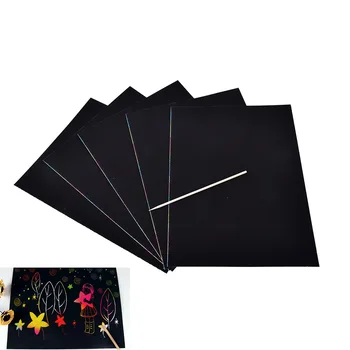 

5 Sheet 16K Colorful Scratch Sheets With Wooden Pen Art Magic Drawing Painting Paper Kids Toy Gift New Painting Teaching Tools