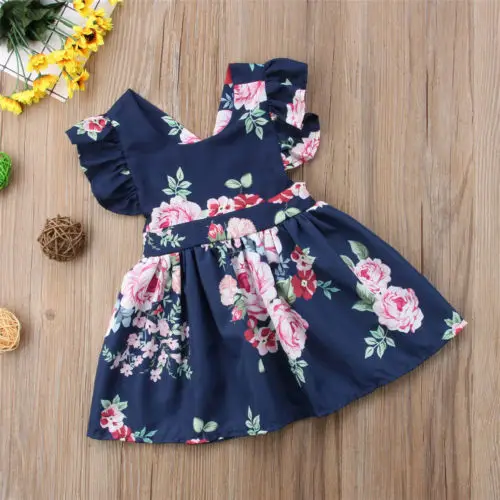 

Lovely Dress Kids Baby Girls Floral Backless Party Pageant Tutu Dress Sundress Clothes