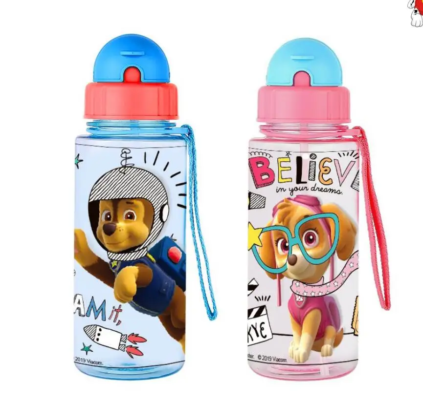 Genuine Paw patrol kids Feeding Bottle with straw Cartoon Lovely Eco-friendly lid Portable PP Tritan Cup Sport Bottle 500ML