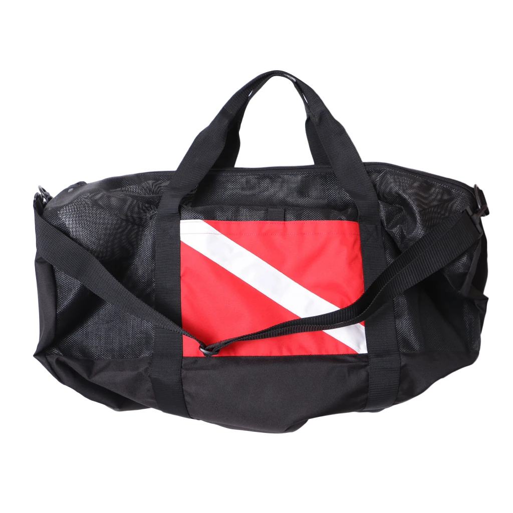 Nylon Dive Flag Mesh Gear Bag Zipper Holdall for Scuba Diving Swimming Beach Sports Camping Travel