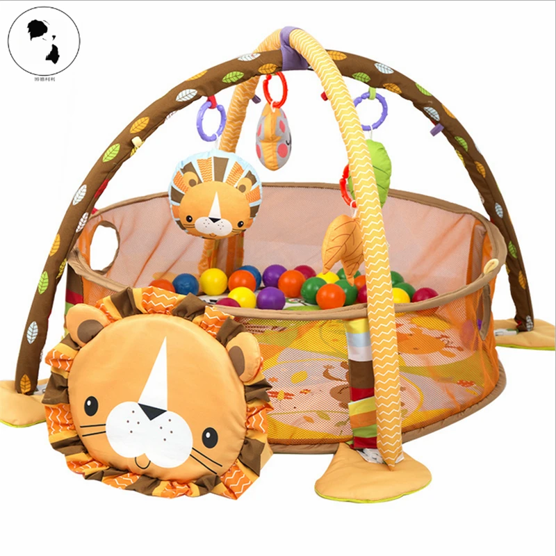 

New Multifunction 3-in-1 Lion Soft Baby Play Mat Activity Fitness Frame Bed Gym Ball Pit Floor Crawl Blanket Carpet Baby Toys