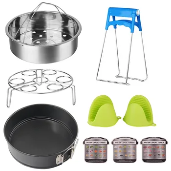 

Behogar 9in1 Kitchen Accessories Steamer Basket Egg Rack Bowl Clip Spring form Pan Magnetic Cheat Sheets for Instant Pot 5 6 8Qt