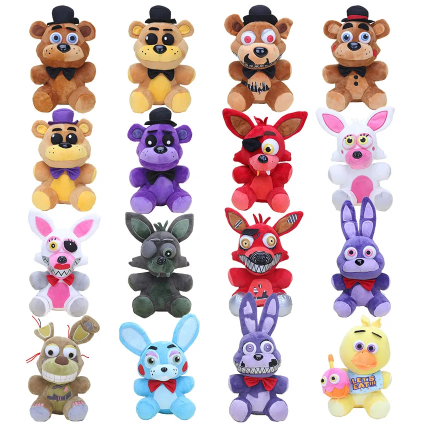 Peluches de cinco noches de Freddy de 10 para Chica, peluches de felpa de FNAF, Freddy, Fazbear, oso atrevido, conejo